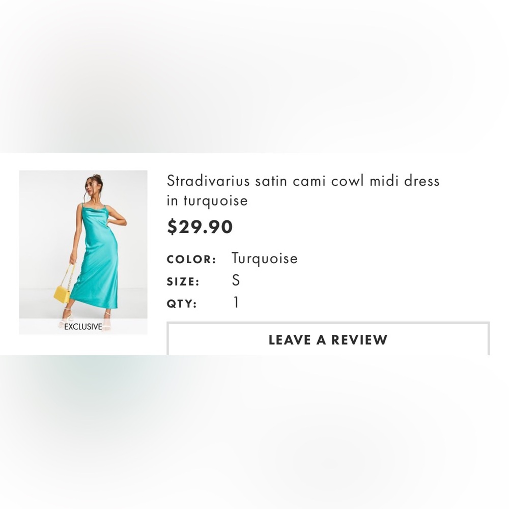 Stradivarius Turquoise Satin Midi Dress